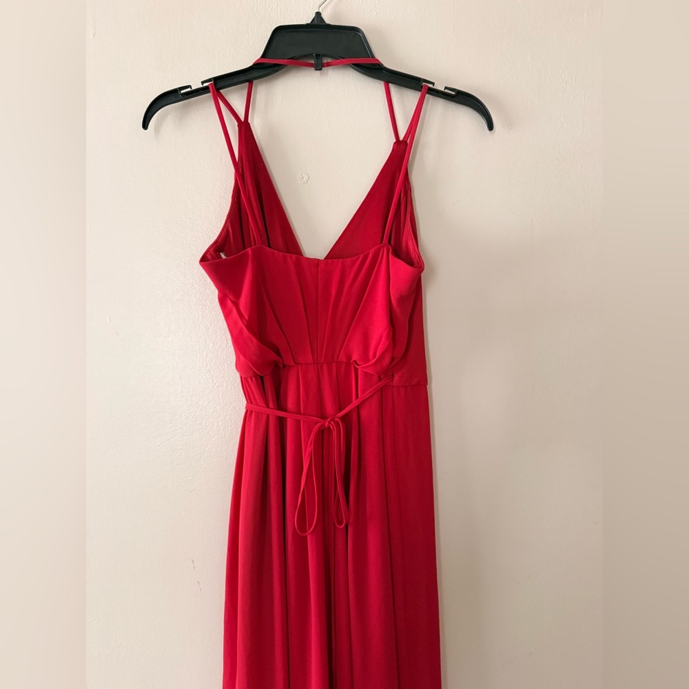 David’s Bridal Red dress size 4 Prom Maxi evening party ball gown straps wrap - Picture 7 of 12